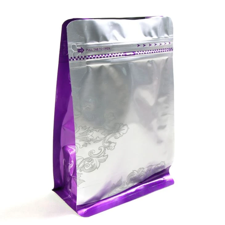 Aluminiumfolie Flat Bottom Box Pouch Kaffe Emballage Tasker Custom