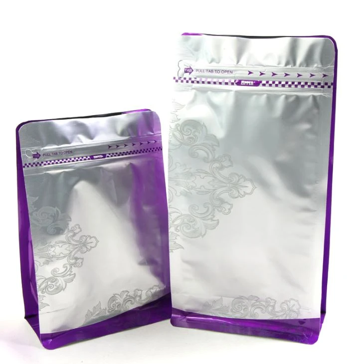 Aluminum Foil Flat Bottom Box Pouch Coffee Packaging Bags Custom