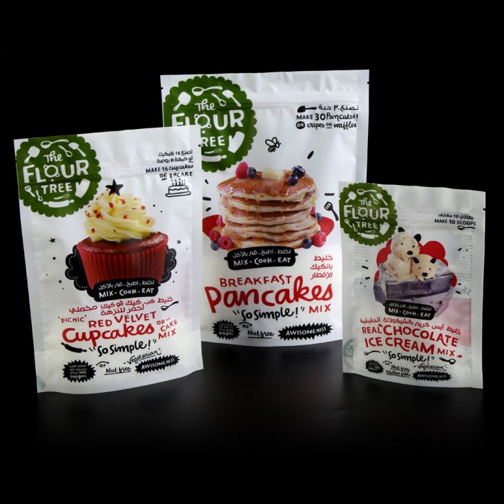 Custom Design Stand Up Plastic Food Packaging Taske Med Lynlås Lås