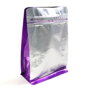 Aluminiumfolie Flat Bottom Box Pouch Kaffe Emballage Tasker Custom