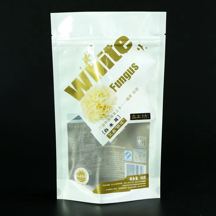 Stand Up Zipper Pouch Plastic Food Bags With Window