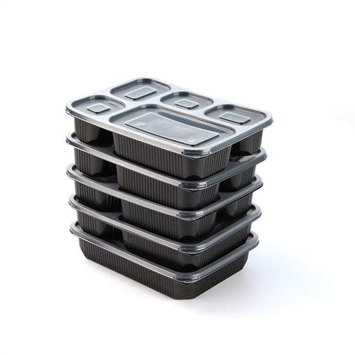 5 rum plast Bento frokost til at gå box engangsmad containere med dividers