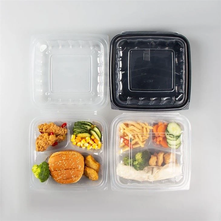 Mademballagebeholder Engangs-madpakke med muslingeskal Take Away Madbeholdere 9x9x3 3cmpt klar bund med hængslet låg