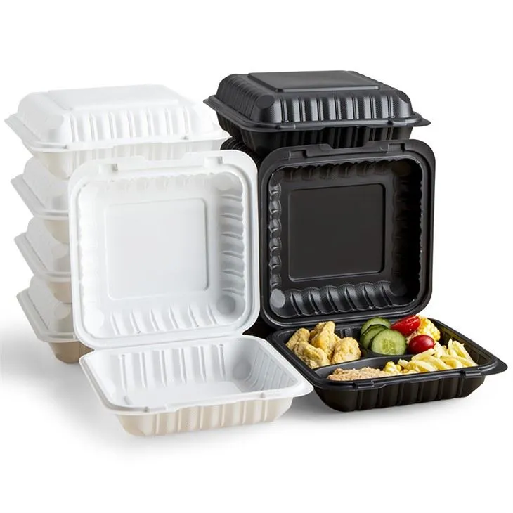 9x9x3inch Mikrobølgeovn Take Out Food To Go Container PP Plast Engangs Take Away Frokost Bento Box
