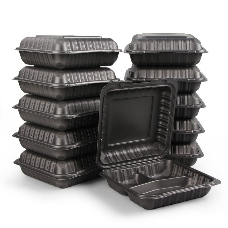 Clamshell tilpasse sort farve engangs mikrobølgeovn plastik mad udtagningsbeh...