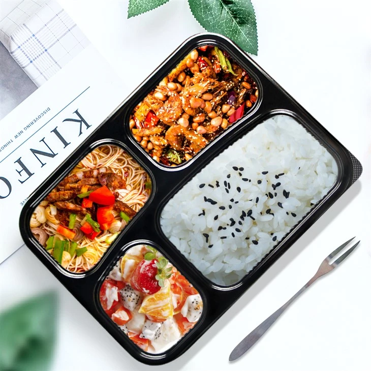 Bento Madkasse Engangs Sort 4 rum