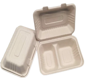 To Go Containere Med Låg Bagasse 2 rum