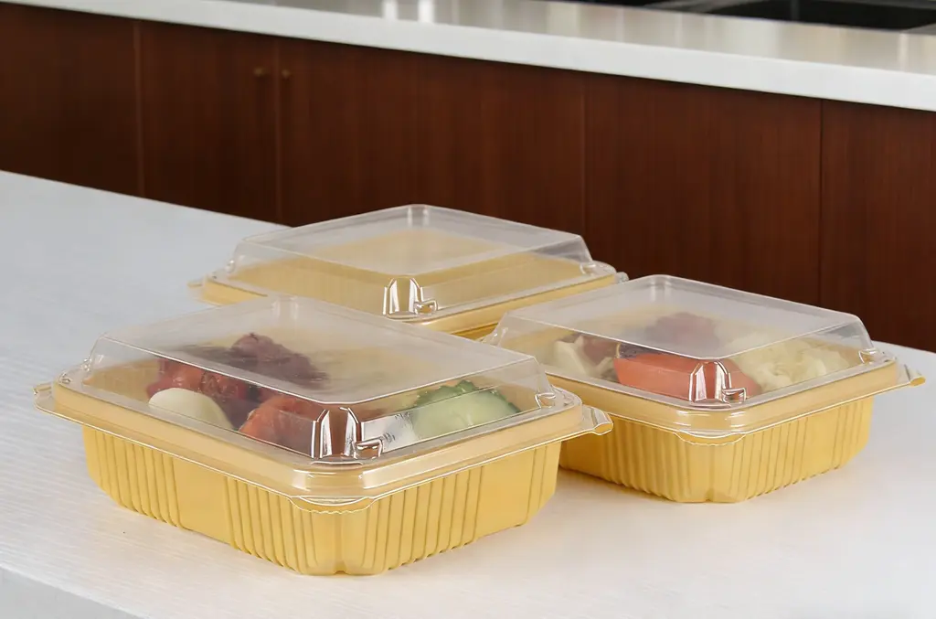 Yellow takeout boxes