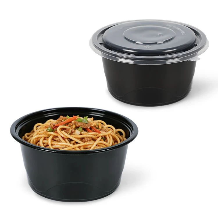 Runde plastik madbeholdere med låg